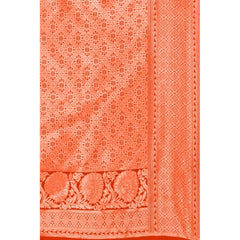 Generic Women's Banarasi Silk Designer Weaving Saree With Unstitched Blouse (Orange, 5.50 Mtrs)