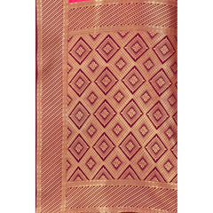 Generic Women's Banarasi Silk Designer Weaving Saree With Unstitched Blouse (Purple, 5.50 Mtrs)