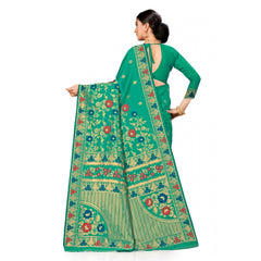 Generic Women's Banarasi Silk Designer Weaving Saree With Unstitched Blouse (Green, 5.50 Mtrs)