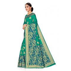 Generic Women's Banarasi Silk Designer Weaving Saree With Unstitched Blouse (Green, 5.50 Mtrs)