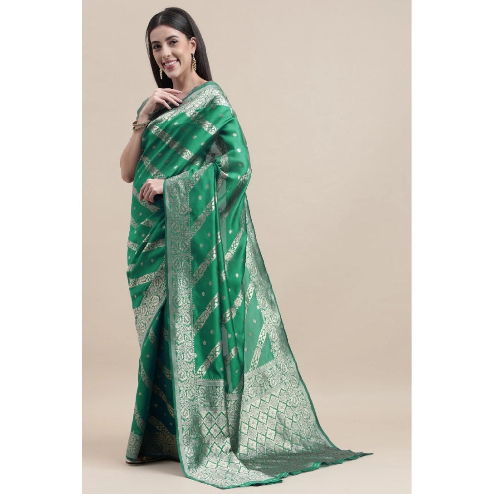 Generic Women's Banarasi Silk Designer Weaving Saree With Unstitched Blouse (Green, 5.50 Mtrs)