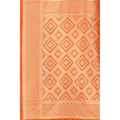 Generic Women's Banarasi Silk Designer Weaving Saree With Unstitched Blouse (Orange, 5.50 Mtrs)