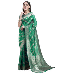 Generic Women's Banarasi Silk Designer Weaving Saree With Unstitched Blouse (Green, 5.50 Mtrs)