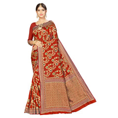 Generic Women's Banarasi Silk Designer Weaving Saree With Unstitched Blouse (Red, 5.50 Mtrs)