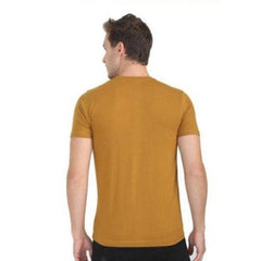 Generic Men's Casual Short Sleeves Cotton Round Neck T-shirt (Mustard)