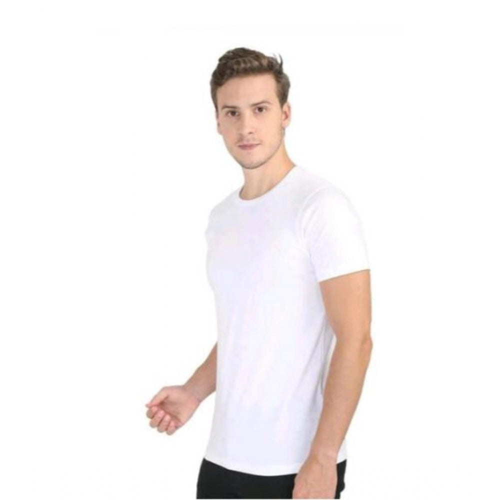 Generic Men's Casual Short Sleeves Cotton Round Neck T-shirt (White)