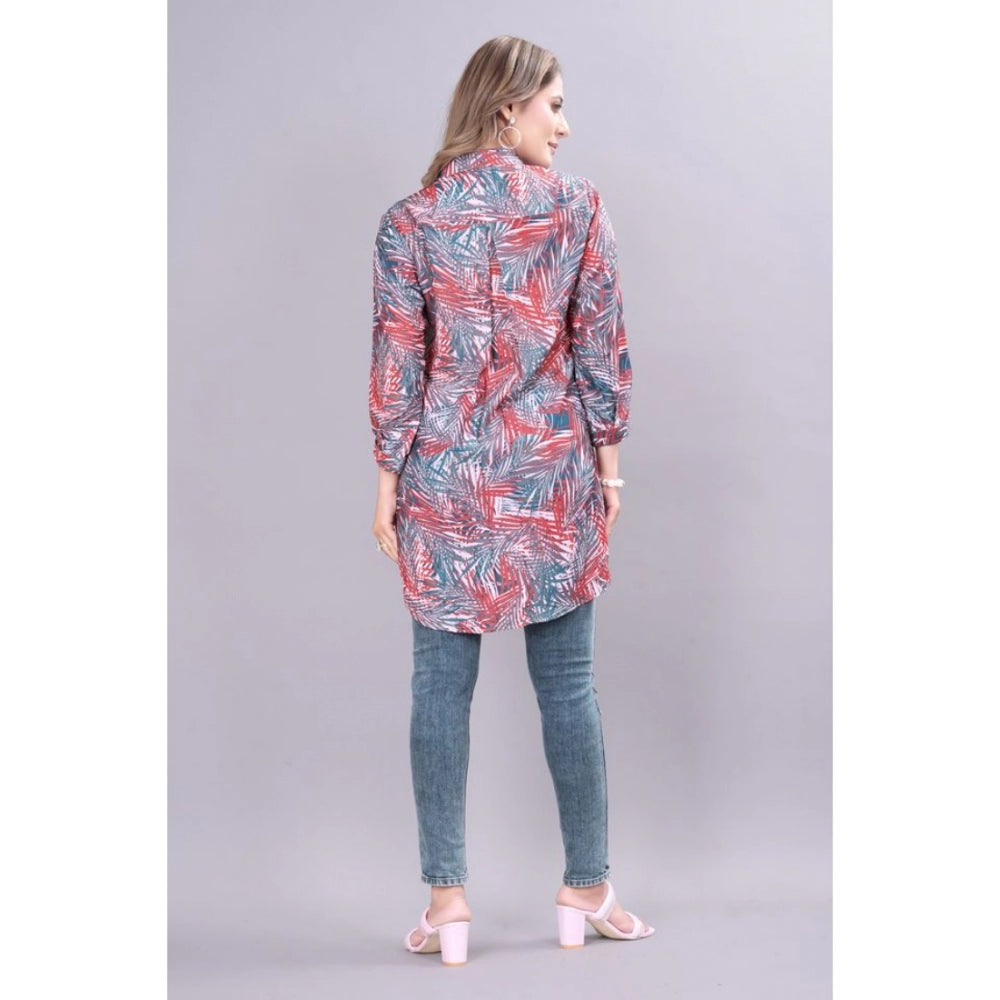 Generic Women's Casual 3-4th Sleeve Printed Crepe Tunic (Multicolor)