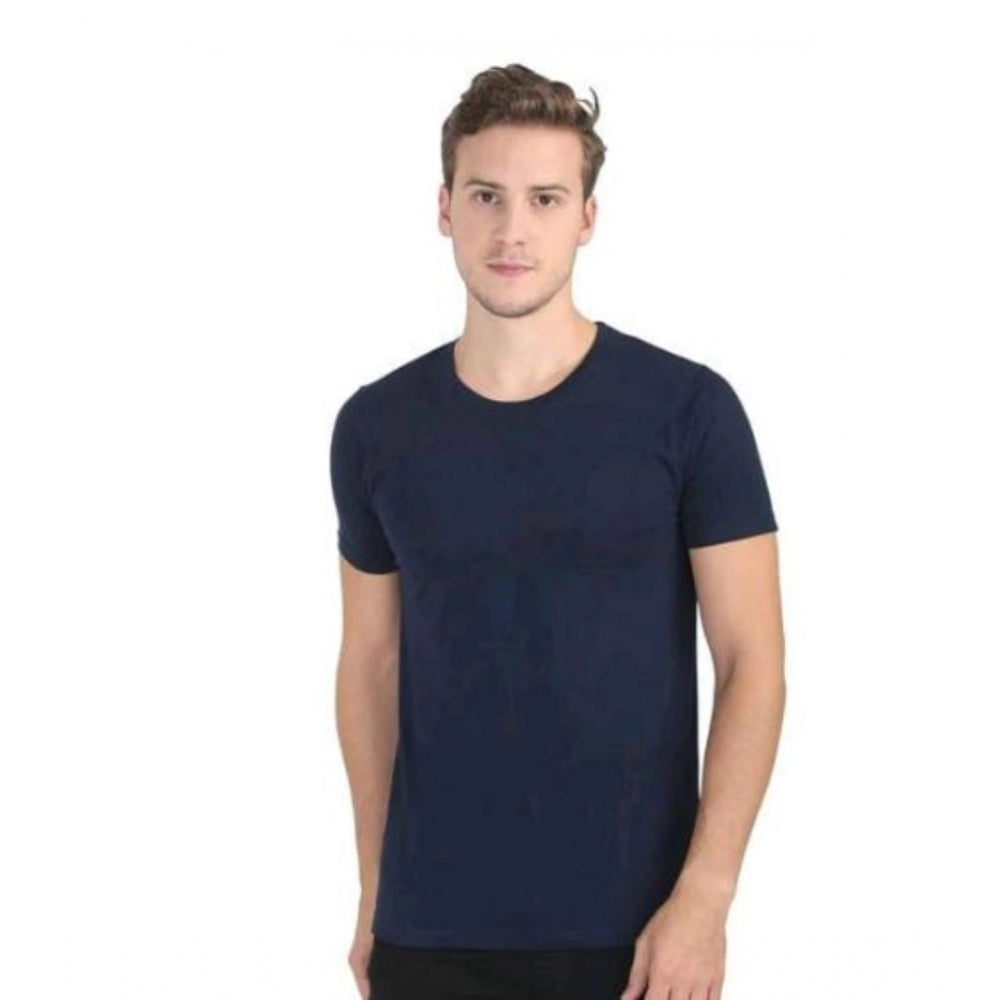 Generic Men's Casual Short Sleeves Cotton Round Neck T-shirt (Navy blue)