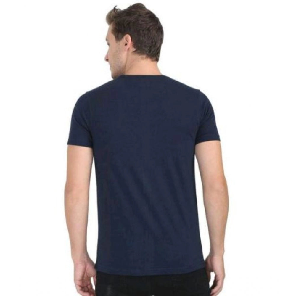 Generic Men's Casual Short Sleeves Cotton Round Neck T-shirt (Navy blue)