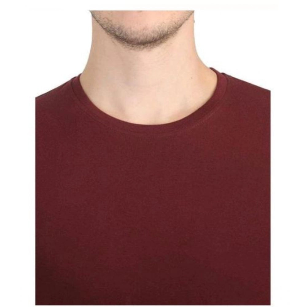 Generic Men's Casual Short Sleeves Cotton Round Neck T-shirt (Maroon)