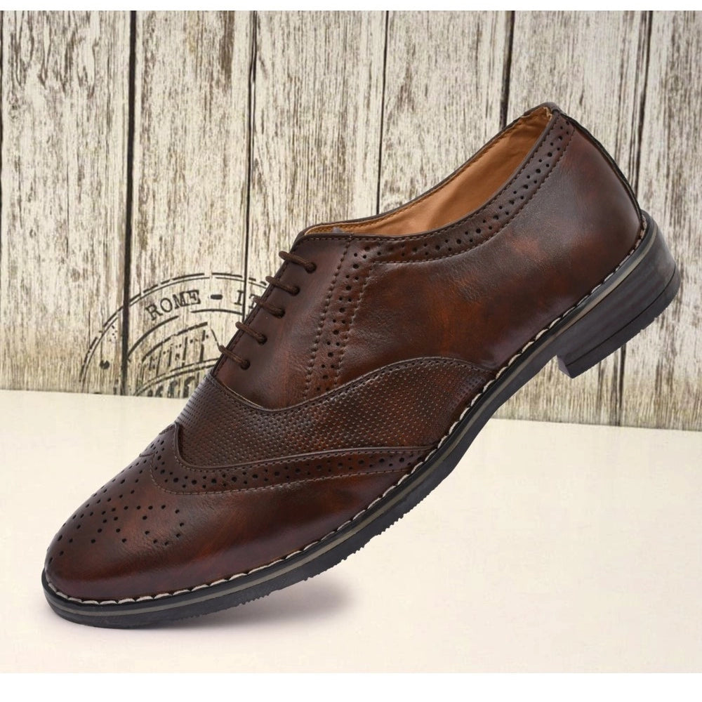 Generic Men's Synthetic Leather Formal Shoes (Brown)