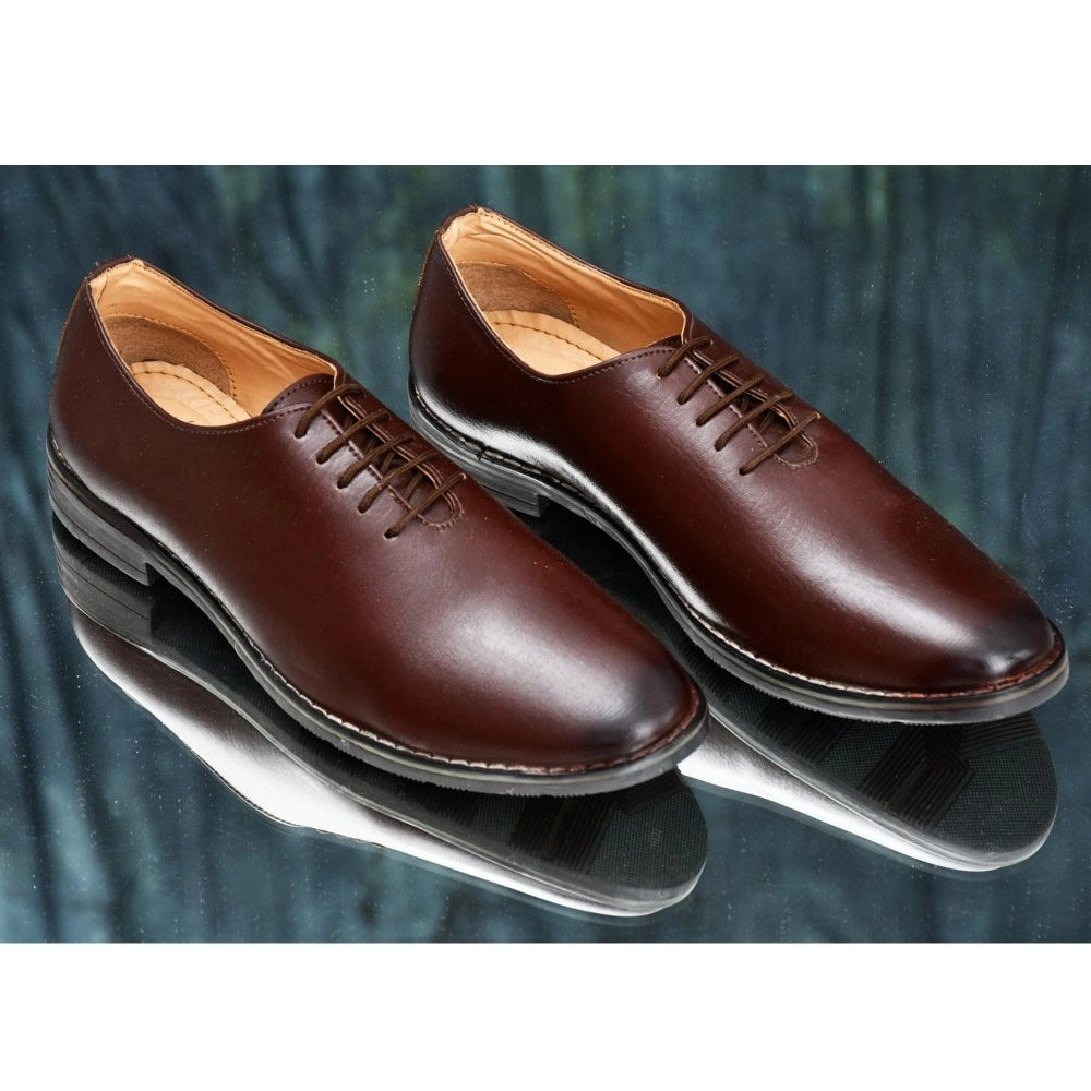 Generic Men's Synthetic Leather Formal Shoes (Coffee Brown)