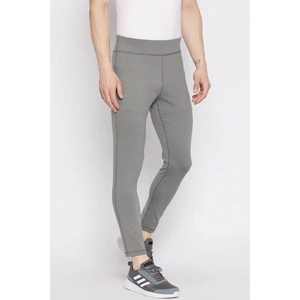 Generic Men's Solid Polyester Tights (Grey)