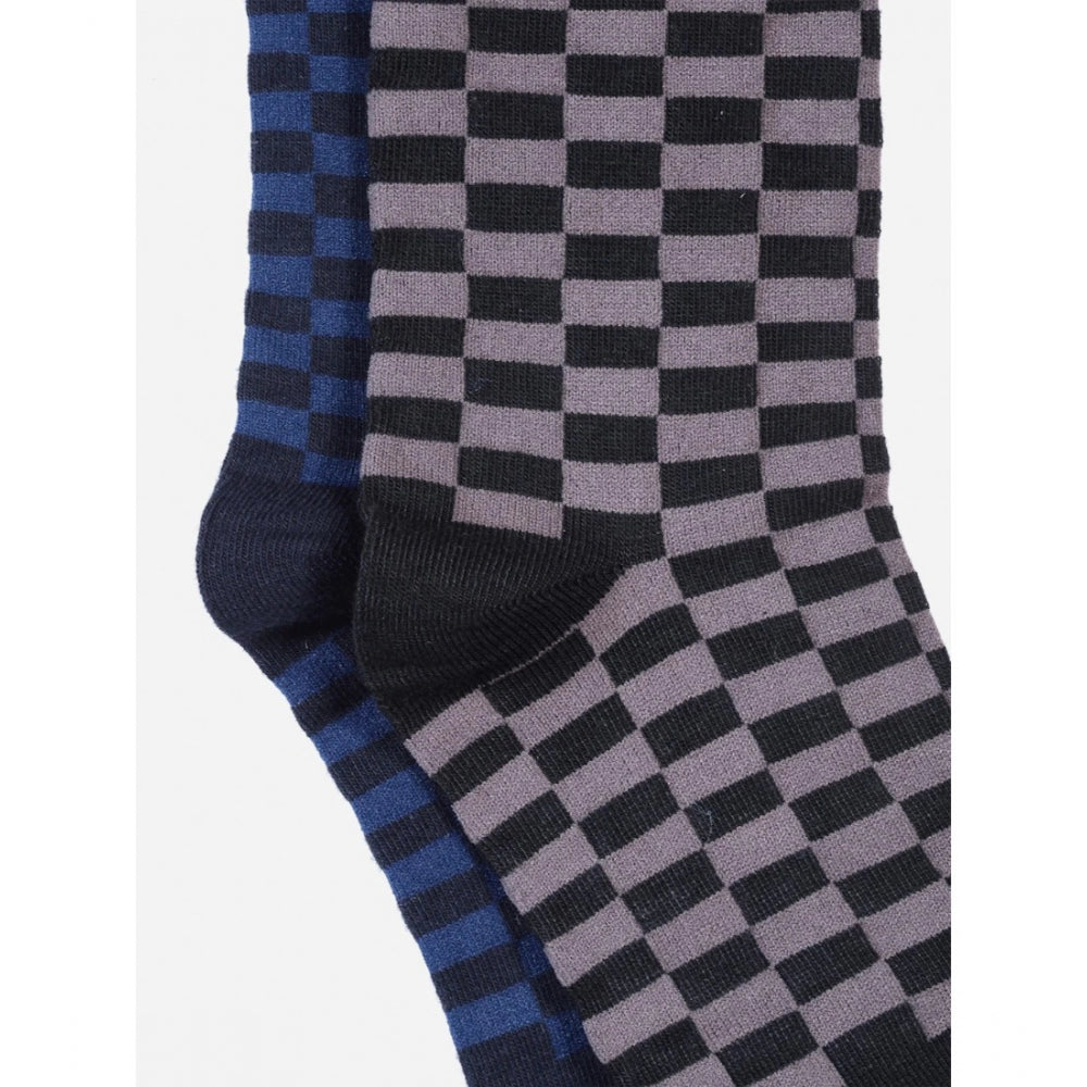 Generic Men's Printed Cotton Spandex Mid Length Socks (Assorted)