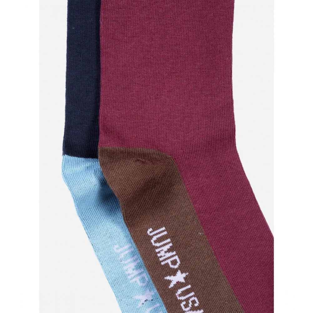 Generic Men's Printed Cotton Spandex Mid Length Socks (Assorted)