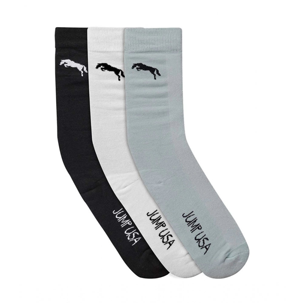 Generic Men's Printed Cotton Spandex Calf Length Socks (Assorted)