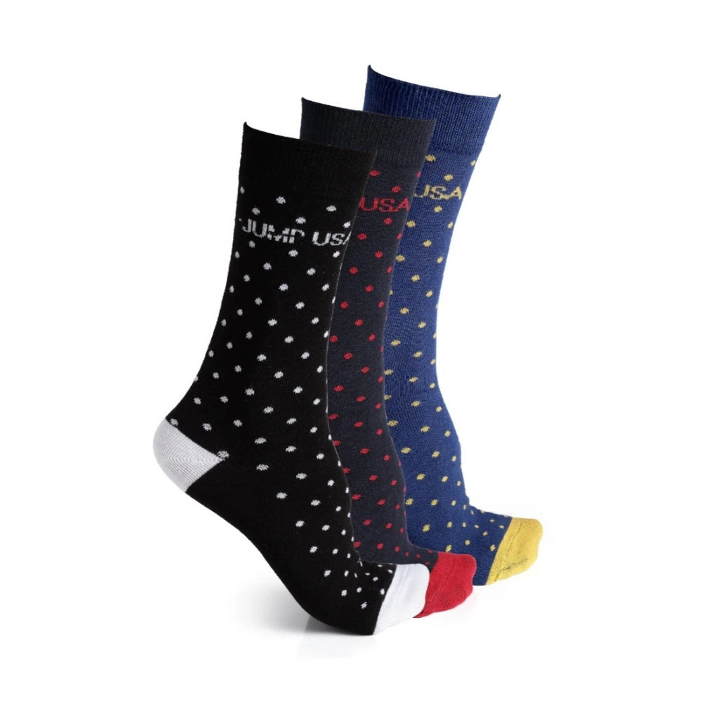 Generic Men's Printed Cotton Spandex Calf Length Socks (Assorted)