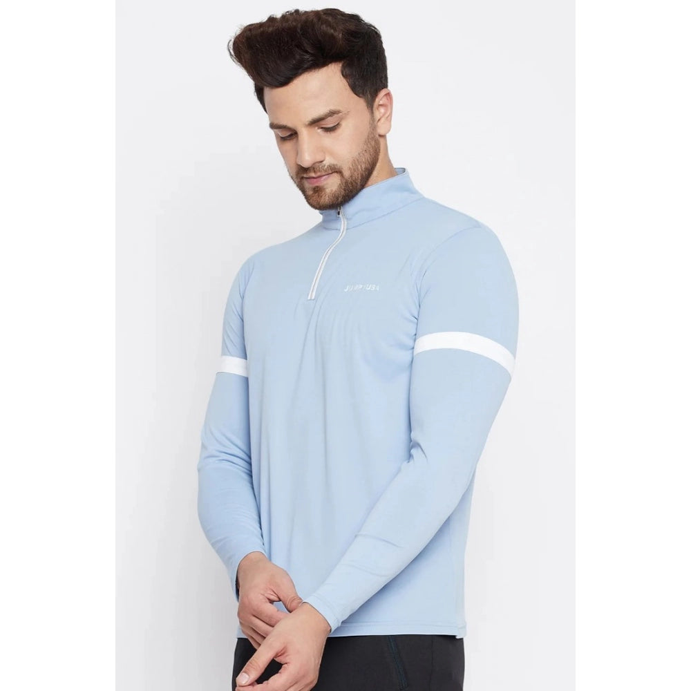 Generic Men's Solid Polyester Full Sleeve T.Shirt (Blue)