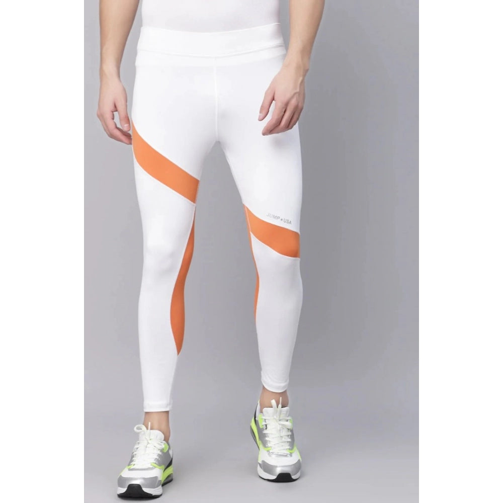 Generic Men's Striped Polyester Tights (White Orange)