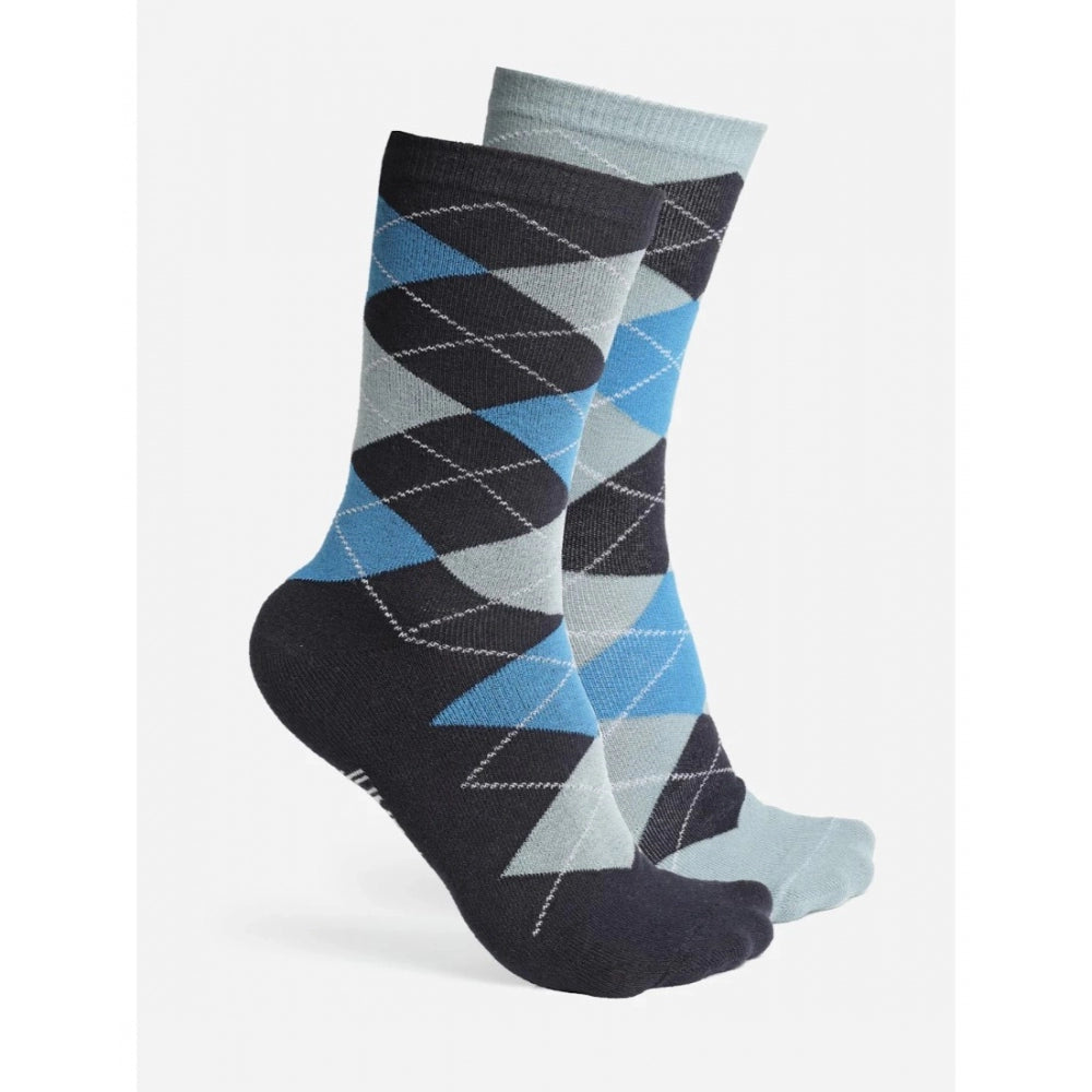 Generic Men's Printed Cotton Spandex Calf Length Socks (Assorted)