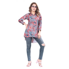 Generic Women's Casual 3-4th Sleeve Printed Crepe Tunic (Multicolor)