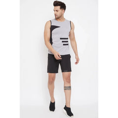 Generic Men's Striped Polyester Sleeveless T.Shirt (Grey)