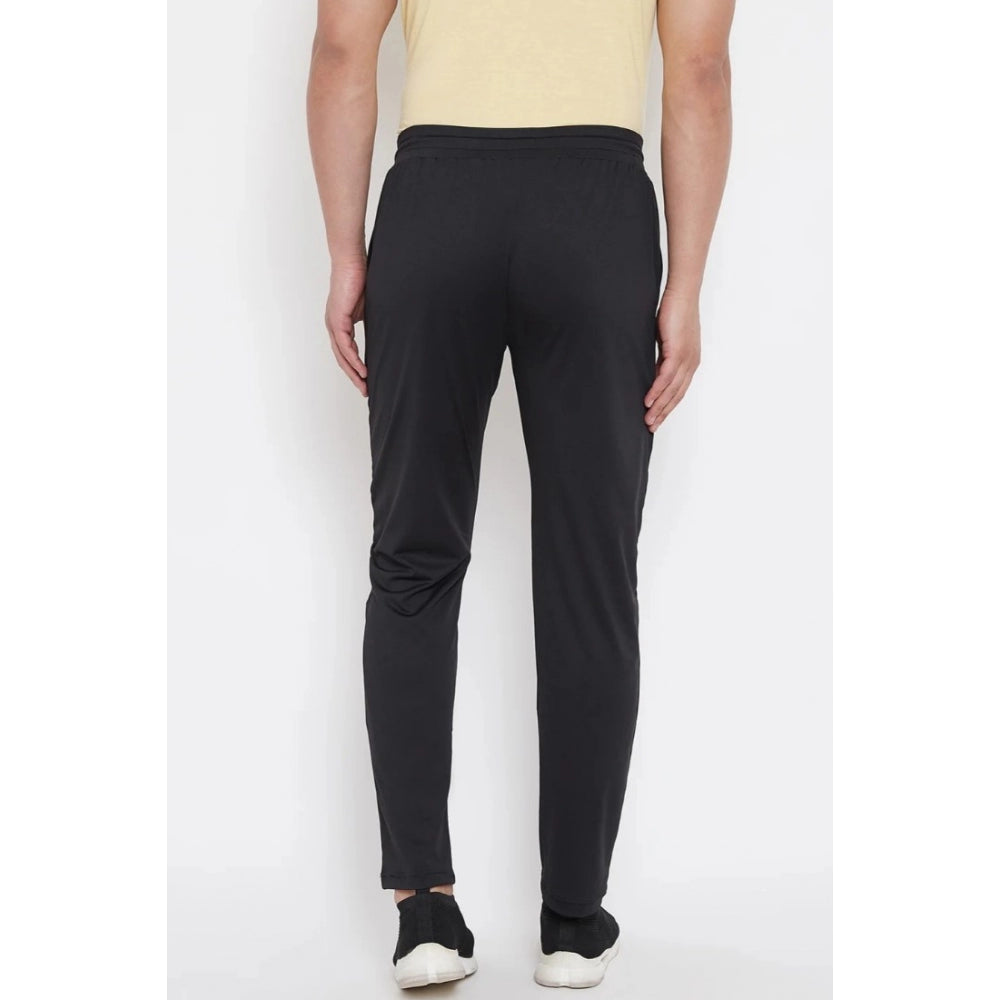 Generic Men's Solid Polyester Regular Track Pant (Black)