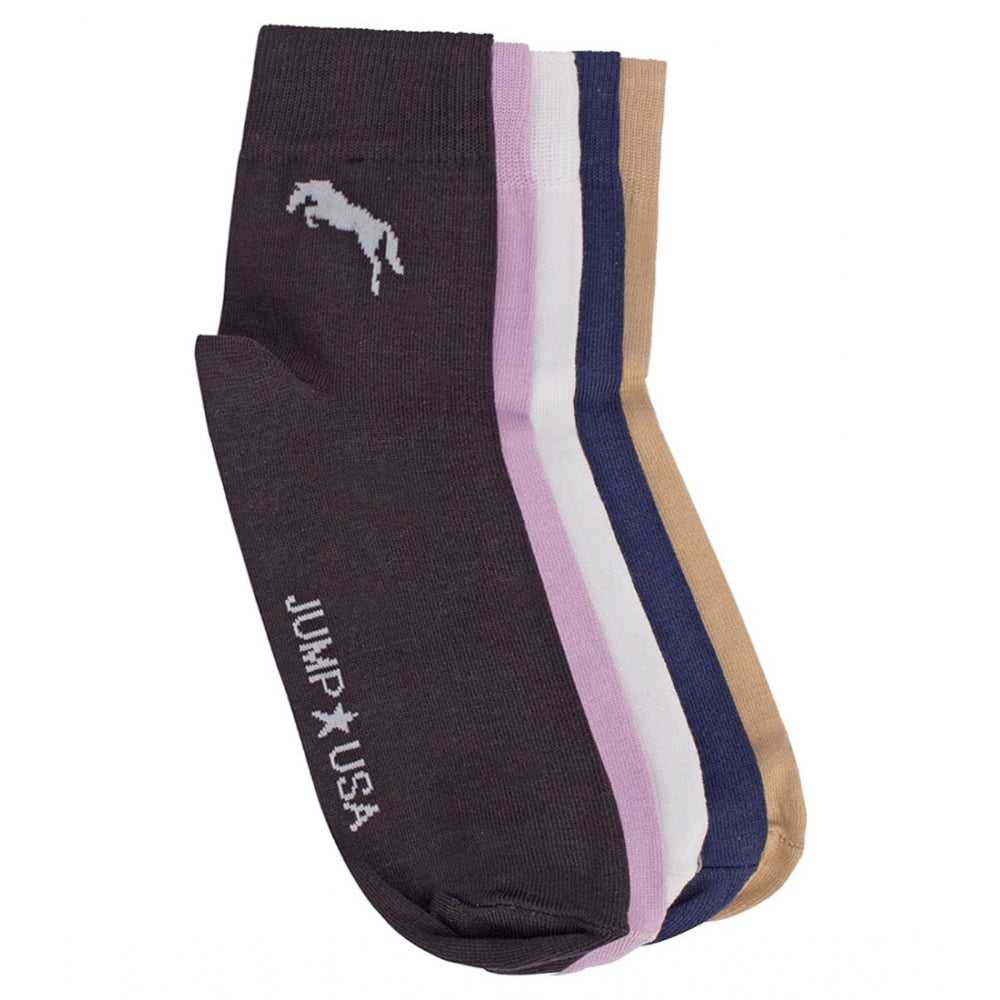 Generic Men's Printed Cotton Spandex Ankle Length Socks (Assorted)