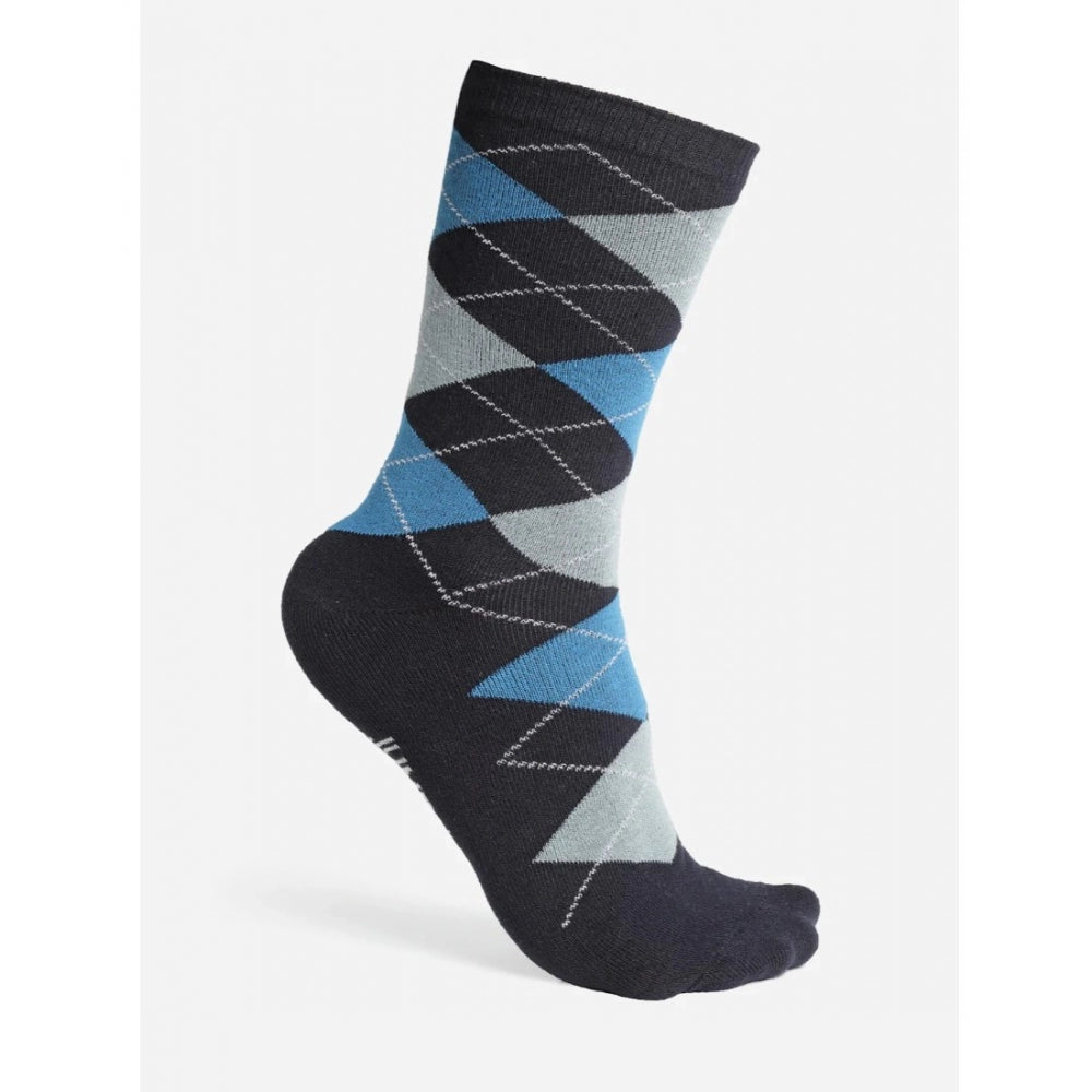 Generic Men's Printed Cotton Spandex Calf Length Socks (Assorted)