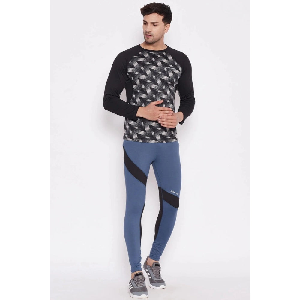 Generic Men's Printed Polyester Tights (Blue)