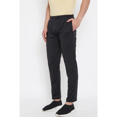 Generic Men's Solid Polyester Regular Track Pant (Black)