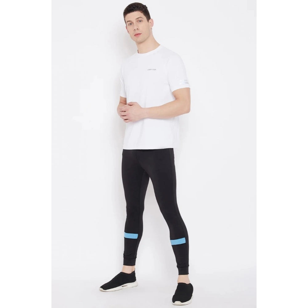 Generic Men's Solid Polyester Tights (Black)