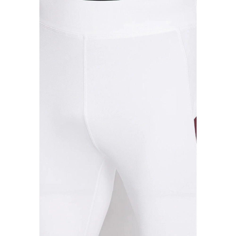 Generic Men's Solid Polyester Tights (White)