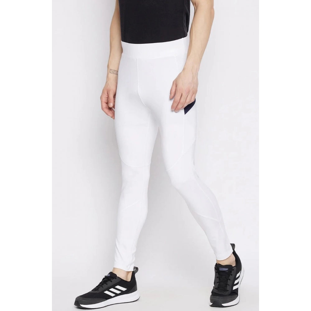 Generic Men's Solid Polyester Tights (White)