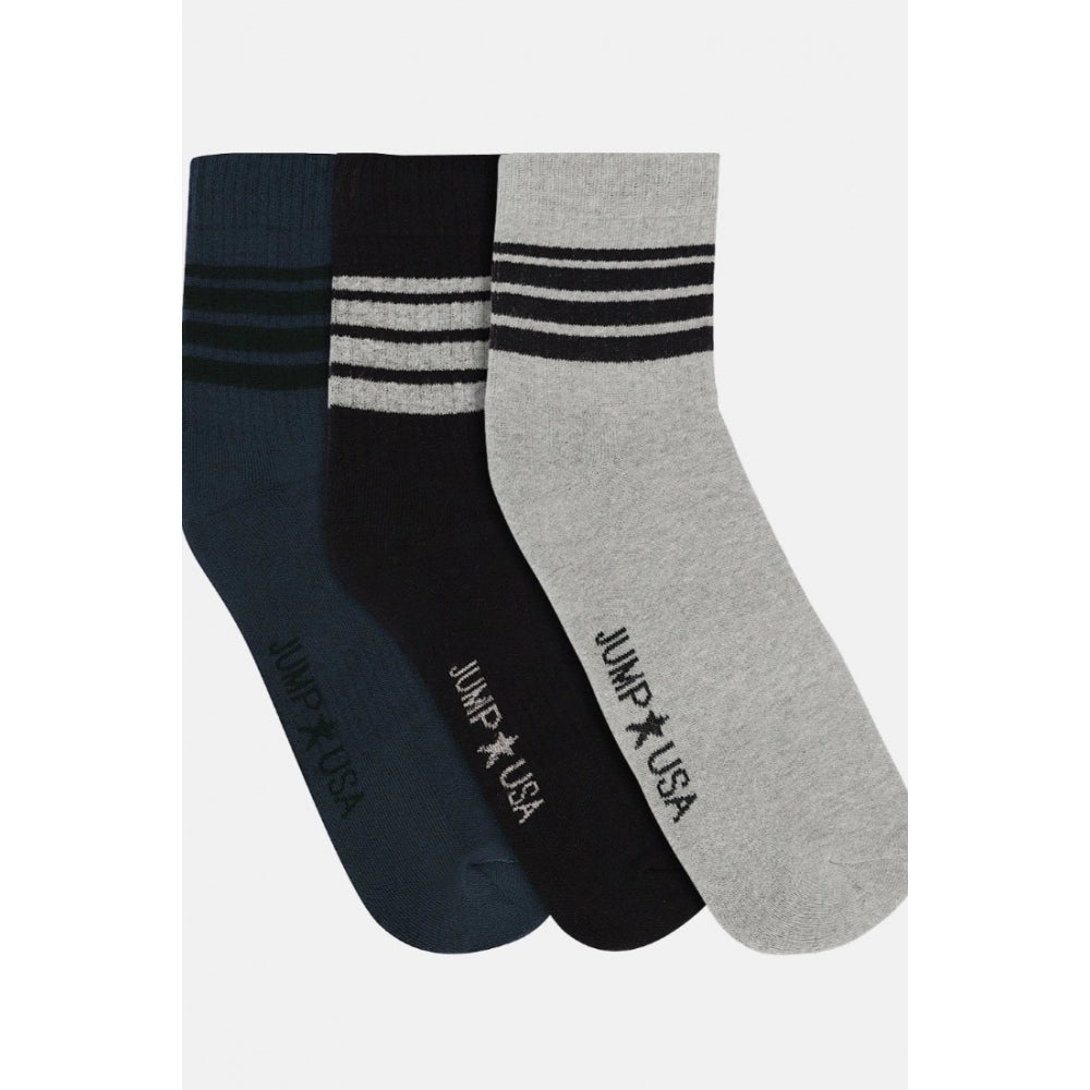 Generic Men's Printed Cotton Spandex Calf Length Socks (Assorted)