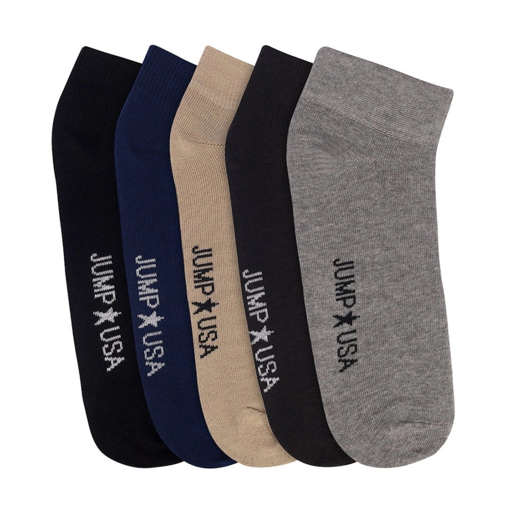 Generic Men's Printed Cotton Spandex Ankle Length Socks (Assorted)