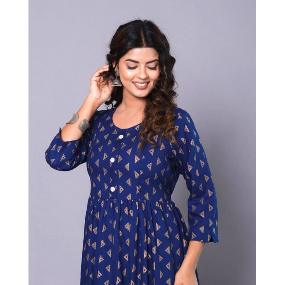 Generic Women's Casual Viscose Rayon 3-4th Sleeve Maternity Kurti (Blue)