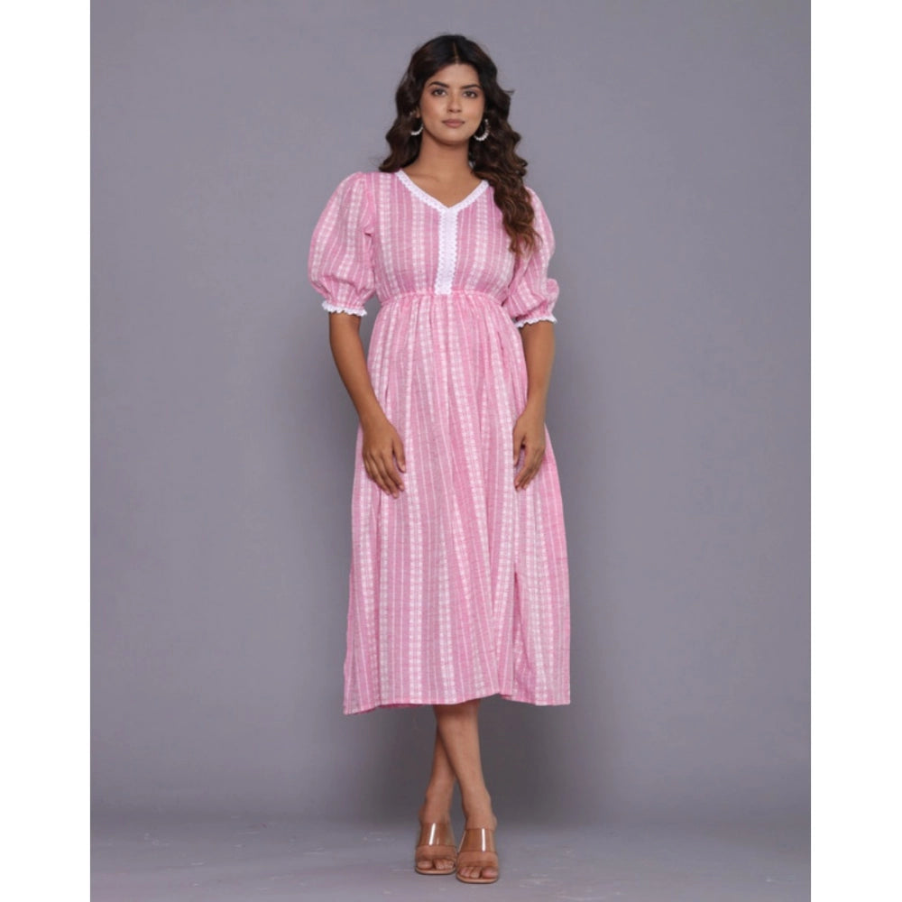 Generic Women's Casual Cotton Blend Short Sleeve Gown (Pink)