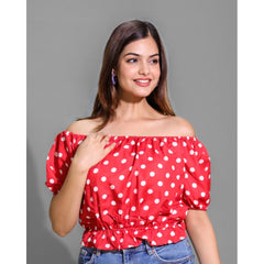 Generic Women's Casual Rayon Short Sleeve Top (Red)