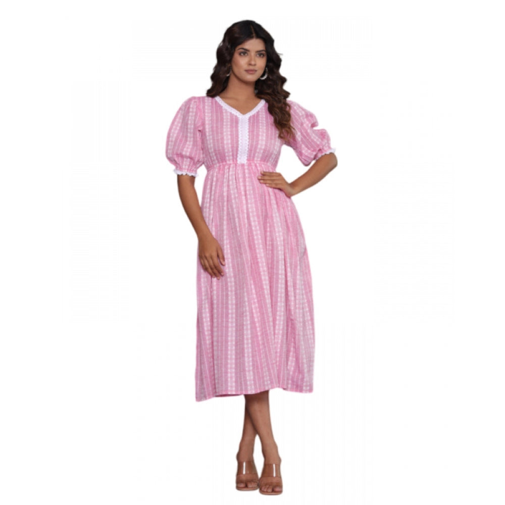 Generic Women's Casual Cotton Blend Short Sleeve Gown (Pink)