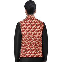 Generic Men's Jacquard Printed Full Sleeve Waistcoat (Red)