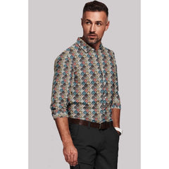 Generic Men's Cotton Blended Printed Full Sleeve Shirt (Multicolor)