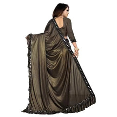 Generic Women's Malai Lining Solid Saree With Unstitched Blouse (Coffee, 5.5 Mtr)