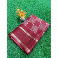 Generic Women's Art Silk Printed Saree With Unstitched Blouse (Red, 5-5 Mtrs)