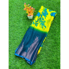 Generic Women's Chiffon Printed Saree With Unstitched Blouse (Green, 5-5 Mtrs)