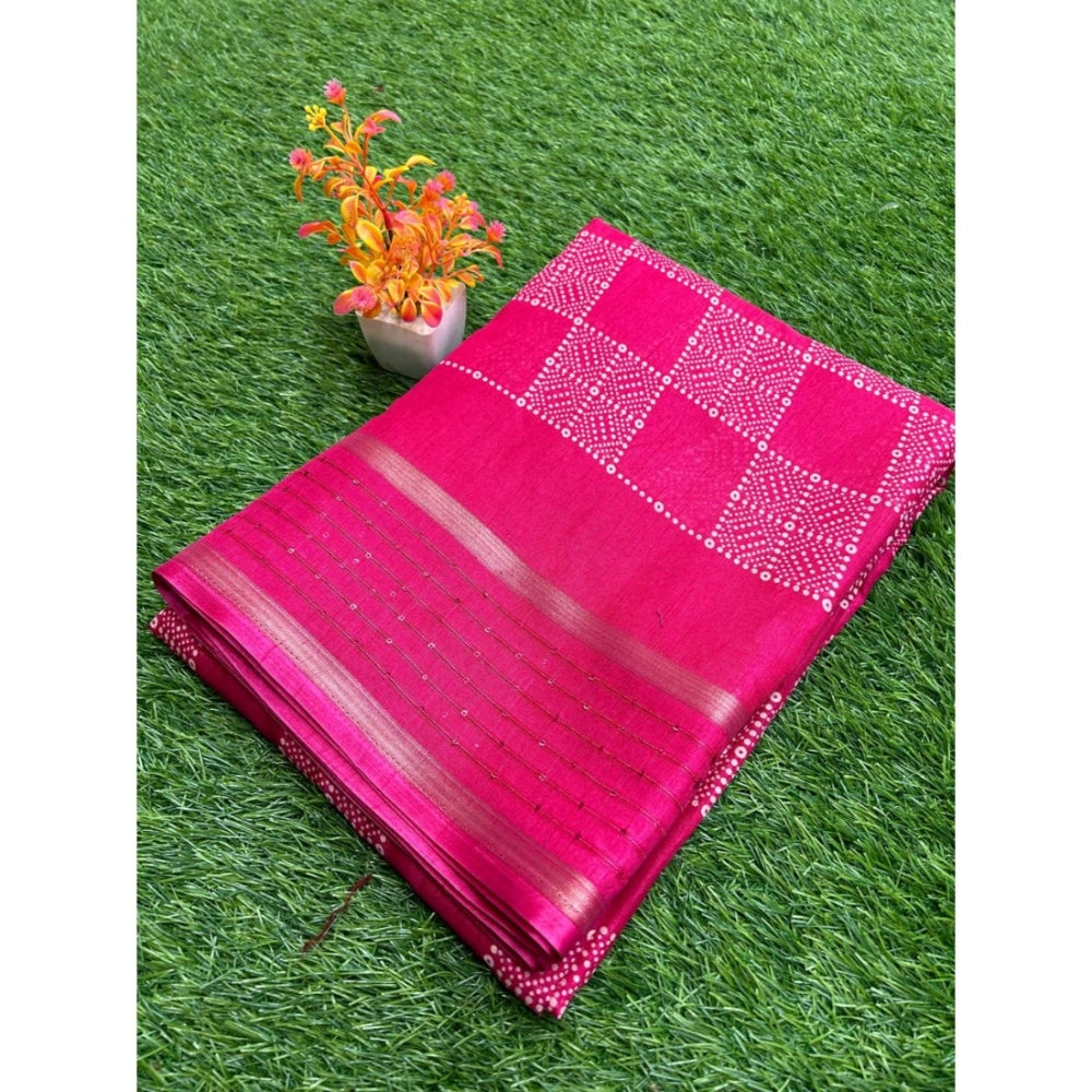 Generic Women's Art Silk Printed Saree With Unstitched Blouse (Pink, 5-5 Mtrs)