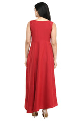 Oceanista Damen Maxikleid mit Kreppverzierung, Partywear, Rot