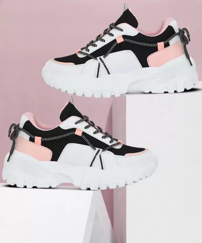 SUSON Damen Weiß-Rosa Kunstleder Sneakers Schuhe