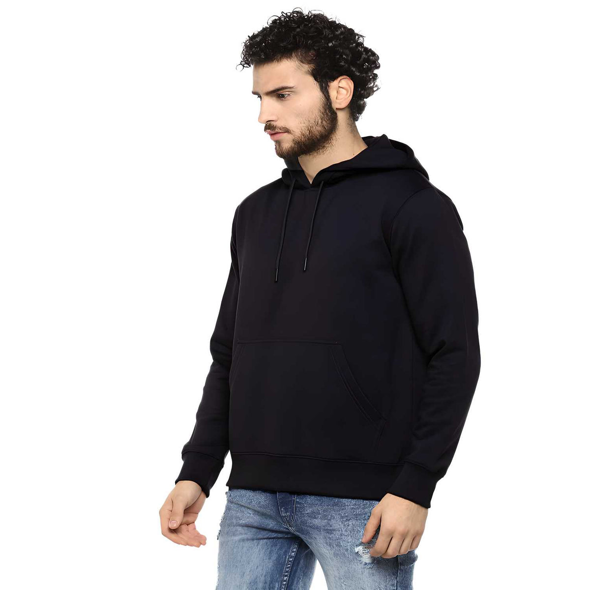 Fleece Solid Full Sleeves Hoodie