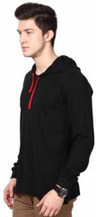 Cotton Solid Full Sleeves Hooded T-Shirt